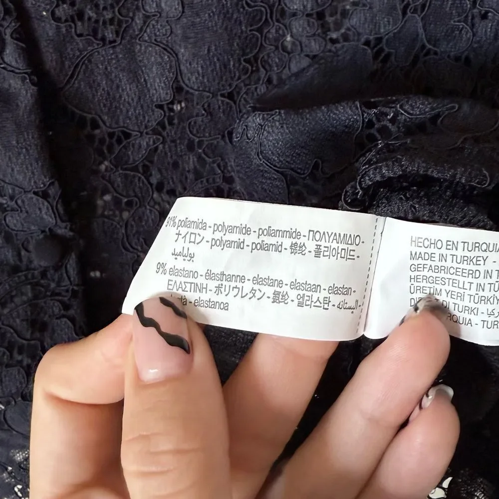 Zara Sheer Lace Black Crop Top Size XS - Picture 10 of 11